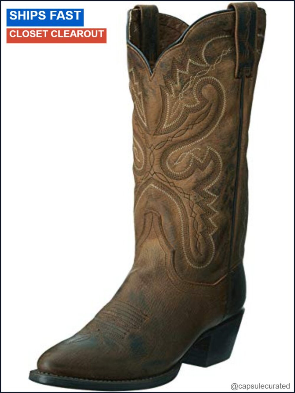 Women's Leather Pull On Mid Calf Casual Boots Round Toe Low Heel